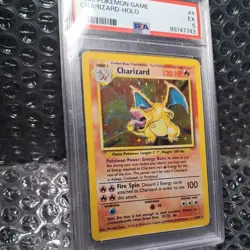1999 POKEMON GAME #4 CHARIZARD-HOLO Base set charizard PSA 5 excellent graded - Image 2