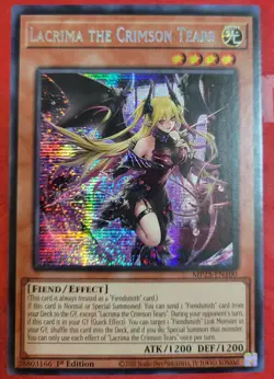 YuGiOh Lacrima the Crimson Tears MP25-EN100 Prismatic Secret Rare 1st Edition - Image 1