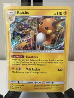 Raichu 41/147 SM - Burning Shadows Holo Rare English Pokemon Card NM - Image 1