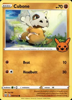 Cubone 069/163 Promo Trick or Trade BOOster Bundle Near Mint Pokemon Card - Image 1