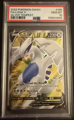 2022 Pokemon SWSH Silver Tempest FA Lugia V #185 PSA 10 - Image 1