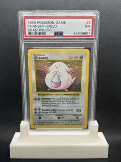 1999 Pokemon TCG Shadowless Base Set Chansey Holo Rare PSA 7 3/102 WOTC Vintage - Image 1