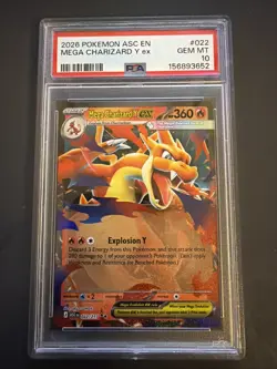Pokemon Mega Charizard Y ex Ultra Rare Holo 022/217 Ascended Heroes PSA 10 2026 - Image 1
