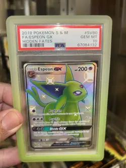 PSA 10 Espeon GX SV60/SV94 Hidden Fates Shiny Vault Pokemon 2019 - Image 1