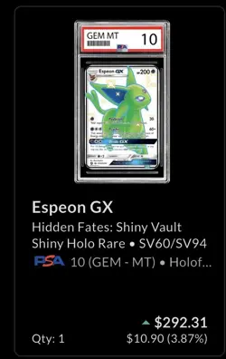 PSA 10 Espeon GX SV60/SV94 Hidden Fates Shiny Vault Pokemon 2019 - Image 2