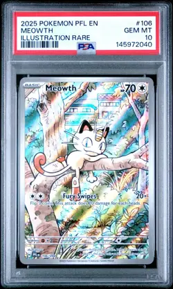 2025 Pokemon Phantasmal Flames MEOWTH 106/094 Illustration Rare GEM MINT PSA 10 - Image 1