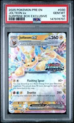 PSA 10 - 2025 Pokemon Prismatic Suprise Stamped JOLTEON EX #030 (6791) - Image 1