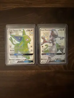 Pokemon TCG 2021 Shining Fates Espeon GX SV60 Mewtwo GX SV59 Holo Lot - Image 1