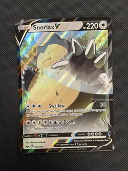 Pokemon TCG Snorlax V Sword & Shield Base Set 141/202 Holo Ultra Rare - Image 1