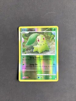 Pokemon TCG Chikorita Mysterious Treasures 77/123 Reverse Holo Common - LP/NM - Image 1
