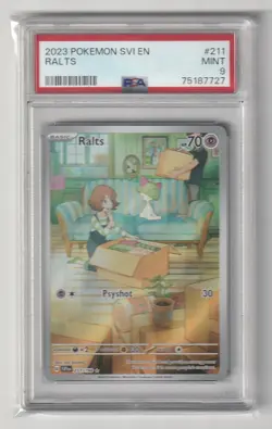 2023 Pokemon Scarlet & Violet Ralts #211 Illustration Rare IR PSA 9 MINT - Image 1