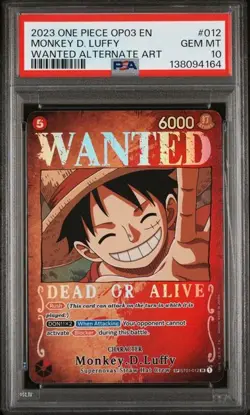 2023 One Piece OP03 EN Monkey D. Luffy #012 Wanted Alternate Art PSA 10 (164 - Image 1
