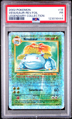 PSA 1 2002 Pokemon Legendary Collection Venusaur 18/110 Reverse Holo Foil WOTC - Image 1