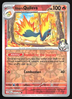 Pokemon TCG - Ethan's Quilava Reverse Holo SV10: Destined Rivals 033/182 NM - Image 1