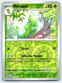 Pokemon Metapod SV: Scarlet & Violet 151 (MEW) Common Reverse Holofoil 011/165 N - Image 1