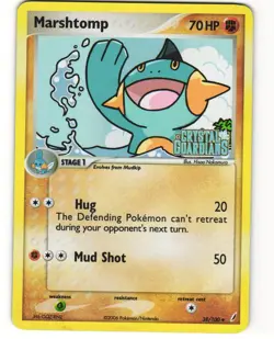 Marshtomp Stamped Reverse Holo Pokemon TCG Crystal Guardians 38/100 LP - Image 1