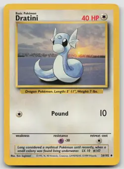 Dratini 26/102 Base Set Unlimited Pokemon MP Uncommon - Image 1