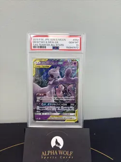 2019 Pokemon Japanese Sun & Moon Tag Team GX All Stars Mewtwo & Mew GX PSA 10 - Image 1