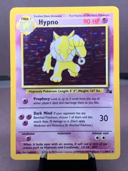 Pokemon TCG Hypno 8/62 Fossil Set Holo Rare Unlimited VTG WOTC 1999 LP - Image 1