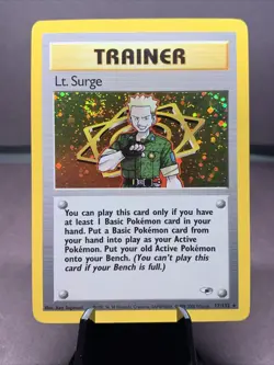 Pokemon TCG Lt. Surge Holo Rare Gym Heroes 17/132 WOTC VTG 2000 Swirl LP - Image 1