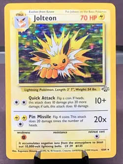 Pokemon TCG Jolteon 4/64 Jungle Set Unlimited Holo Rare WOTC VTG 1999 MP - Image 1
