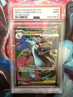 2025 POKEMON PFL EN-PHANTASMAL FLAMES #109 MEGA CHARIZARD X ex PSA MINT 9 - Image 1