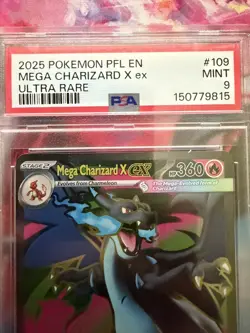 2025 POKEMON PFL EN-PHANTASMAL FLAMES #109 MEGA CHARIZARD X ex PSA MINT 9 - Image 3