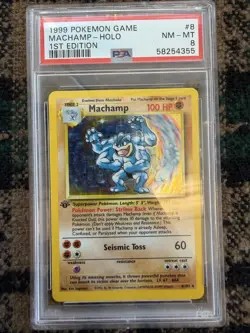 1999 Pokemon Game Machamp #8 Holo 1st Edition 8/102 PSA 8 - Image 1