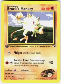 Brock's Mankey 68/132 Common Gym Heroes Pokemon 1st Edition LP - Image 1