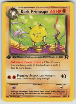 DARK PRIMEAPE 43/82 UNCOMMON TEAM ROCKET POKEMON 1ST EDITION NEAR MINT - Image 1
