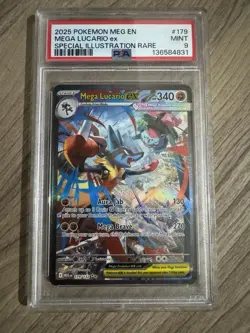 Pokemon Mega Lucario ex 179/132 SIR Holo Me01 Mega Evolution Eng PSA 9 (2025) - Image 1
