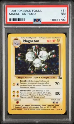 1999 POKEMON FOSSIL MAGNETON-HOLO PSA 7 - Image 1