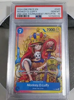 PSA 10 - Monkey D. Luffy P-043 - One Piece 2nd Anniversary Tournament Promo - Image 1
