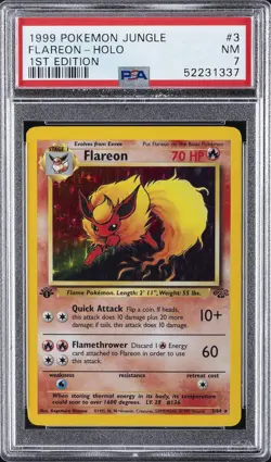 1999 POKEMON JUNGLE 1ST ED #3 FLAREON-HOLO PSA 7 - Image 1
