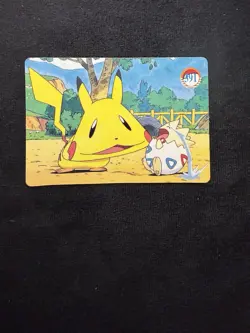 Vintage 90s Pokemon Holo Prism Vending Card #393 Pikachu & Clefairy Pink Crayon - Image 2