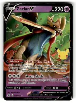 Zacian V 016/025 V Rare Celebrations Pokemon Lightly Played - Image 1