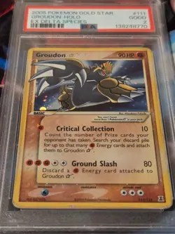 2005 POKEMON EX DELTA SPECIES GOLD STAR #111 GROUDON-HOLO PSA 2 - Image 2
