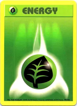 Grass Energy 99/102 Common Base Set Unlimited Pokemon Lightly Played - Image 1