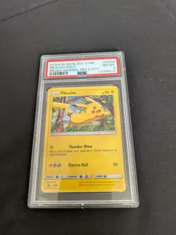 Pokemon Pikachu 2016 Black Star Promo, PSA 8, General Mills #SM04 - Image 1