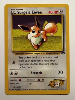 Pokemon TCG LT. SURGE’S EEVEE 51/132 Regular. Gym Challenge (2000). NM/M - Image 1