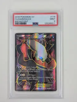 2016 POKEMON XY BREAKPOINT #118 FULL ART/DARKRAI EX PSA 9 - Image 1