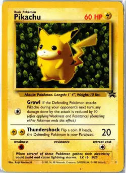 Pikachu WOTC Black Star Promos 1 1999 Promo Heavily Played - Image 1