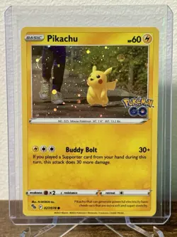Pokemon Pikachu - (Cosmos Holo SWIRL) 027/078 Pokemon GO Promo NM Pokemon TCG - Image 1
