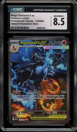 Pokemon Mega Charizard X ex Phantasmal Flames SIR #125 CGC 8.5 - Image 1
