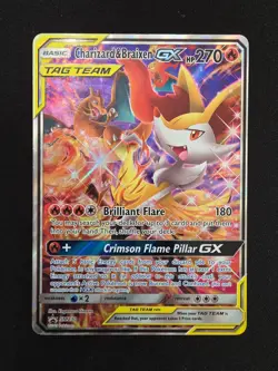 TCG POKEMON CHARIZARD AND BRAIXEN GX SM230 TAG TEAM PROMO HOLO 270 HP - Image 1