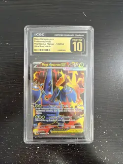 MEGA HERACROSS EX CGC 10 PRISTINE POKEMON PHANTASMAL FLAMES ULTRA RARE 108/094 - Image 1