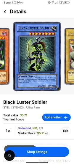 Konami Yu-Gi-Oh! TCG Black Luster Soldier SYE-024 Ultra Rare Holo 1st - Image 4