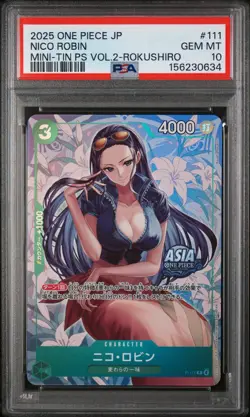 2025 ONE PIECE JAPANESE MINI-TIN PACK SET VOL.2 #111 NICO ROBIN PSA 10 - Image 1