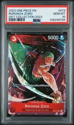 Roronoa Zoro PSA 10 GEM 2023 One Piece Gift Collection 2023 PROMO 2023 #013 - Image 1