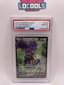 2022 Pokemon Silver Tempest Corviknight V Full Art FA English TG18/TG30 PSA 10 - Image 1